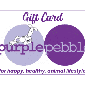 Gift card with purple circles and dog.